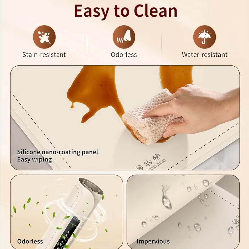 New Warming Mat for Food - Electric Silicone Food Warming Tray for Buffet, Beige - Picture 7 of 9